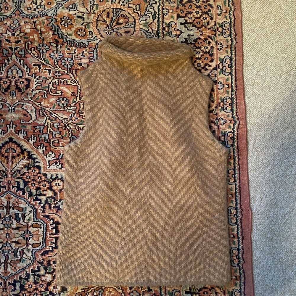 Ralph Lauren Camel Brown Cowl Neck Sleeveless Sweater